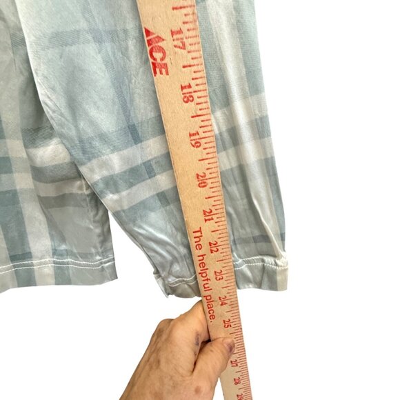 Burberry Womens Pajama Light Blue Plaid Silk Button-Up Shirt Small - Picture 3 of 8